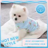 Hondenkleding perzik patroon huisdier vest kleding kat t-shirt honden schattige zoete mode chihuahua zomer blauwe puppy kleding