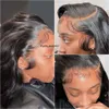 Transparente Spitzenfront menschliches Haar Perücken für Frauen rohe indische wellige Körperwelle Synthetische Spitzenfront Perücke