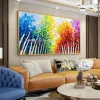 Arthyx Handmade Thick Texture Trees Abstract Landscape Oil Painting On Canvas,Modern Wall Art,Picture For Living Room,Home Decor