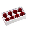 Fleurs décoratives couronnes 12 pcs / lot haut de gamme de rose immortelle haut de gamme fleur de rose immortelle 3-4 cm de diamètre Gift de la fête des mères