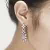 Kolczyki do stadniny S925 Silver Ear Prostokąt 7 9 różowy diamentowy wycięty na wysokim węglu cyrkonż
