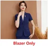 Women's Two Piece Pants Summer Formal White Blazer Women Business Suits Pant And Top Set Short Sleeve Jacket Ladies Office Work Wear Uniform