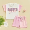 Kläduppsättningar småbarn Baby Boy Girl Summer Clothes Daddys Mamas Embrodery T-shirt Shorts 2st Matching Outfit