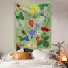 Taquestres de cogumelo Butterfly Tapestry parede pendurada em flor botânica Fruta Kawaii Decor Boho Home Pano