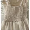 Casual Dresses Sanishroly 2024 Summer Women Lace Mesh Sexy V-Neck Beading Spaghetti Strap Dress Ladies Large Hem Long Vestidos SE1173