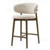 Nordic Solid Wood Bar Chairs For Kitchen Bar Palls Light Luxury Designer Fabric Hushållen vardagsrum ryggstöd Hög barstol