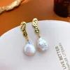 Dangle Earrings Elegant Keshi Coin Natural Pearl Cultured Freshwater Jewelry Gifts