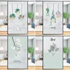 Оконные наклейки зеленый растение стеклянная пленка матовая стена в ванной комнате в ванной комнате.