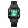 Montre-bracelets Square Men's Digital Watch Big Numbers Large Face Imperpose des montres LED imperméables Synoke Marque