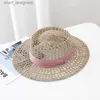 Chapéus de balde largura Chapéus de balde simples Chapéu de verão Women Women Straw Beach Visor Protection Hats Sun Brim Sunhat Chapeau Femme DropShipping Y240409