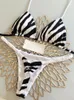 Bikini High Waist Swestuit Sexy Thong Set Zebra Print Femmes Brésilien Maillots de bain brésiliens 2023 BIQUINI SUIR BAINHING SUILLE 240403