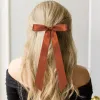 ncmama New Women Hair Bow Clips Korea Long Tassel Satin Double Layer Hairpin Elegant Ladies Bowknot Barrettes Hair Accessories