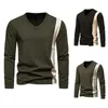 2023 Mens Autumn and Winter American Fashion Retro Vneck Long Sleeve Tshirt Underlay 240329