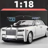 1 18 Rollsroyce Phantom Model Car Zink Legierung Rücken Spielzeugstiezauto mit Schall und leichtem realistischem Modellierungsmodell Spielzeug 240409