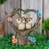 Garden Heart Bird Statues Figurines Figurines Ornement avec la lumière de la résine miniature de lumière solaire pour décoration de cour de patio extérieur