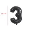 Mignon panda 32 pouces nombres noirs ballons ballons de mariage de mariage hélium décorations d'anniversaire pour enfants baby shower globos seester newyears