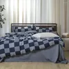 Set di biancheria da letto garza a doppio strato di cotone reticolo nordico set di copertura a quadri copertina con pipistrello materasso con materasso con materasso