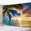 Quarto lindo paisagem pôr do sol ondas ondas ondas parede de parede pendurada de tecido de fundo teto decoração de casa tapeçaria de pássaro