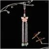 Broches broches élégant perle perle long pavage papillon femme hanfu ornement cheongsam accessoire bijoux de mode de style chinois dhrpu