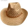 Chapeaux à bord large chapeau seau 2022 Cowgirl Hat Hat de paille Chapeaux de soleil Sun Cap Homme Panama chapeau pour fille Visor Sun Visor Caps chirurgicaux Femme Sun Protection Vêtements Y240409