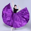 720 stopni satynowa spódnica tańca tańca kobiety cygańskie długie spódnice tancerz trening noś 12 kolorów 105 cm 110 cm taneczny spódnica 115 cm