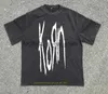 T-shirt maschile T-shirt di cotone di alta qualità Mens Korn Rock Band Banda rocciosa lavata Old Thread High Street Design a maniche corte H240408