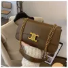 Branded Leather Bag Designer Sells Women's Bags at Discount Womens Small Square Single Shoulder Fashionable and Versatile Trendy Underarm High-end