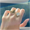 Band Rings Four Leaf Clover Ring Natural Shell Gemstone 925 Sier For Woman Designer T0P Quality Highest Counter Fashion Luxury Exqui Dh1Yi