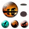 Animal Silhueta de 30 mm de vidro de vidro ímã de sombra Shadow Elephant Shark Horse Horse Wolf Whiteboard Decor Refrigerador Adesivos magnéticos