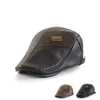 Beretti 2024 Jamont Vintage PU Leather Casquette Plate Homme Baret French Classic Cappelli piatti per uomini Bere Capo