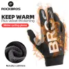 Rockbros Winter Gloves 자전거 오토바이 SBR 남성 여성 완전한 손가락 바람 방전 장갑 따뜻한 양털 스키장 장갑 자전거 사이클링 장비