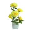 Decorative Flowers Beautiful No Fading Indoor Outdoor Imitation Flower Pot Rose Faux Silk Artificial Plant For Living Room