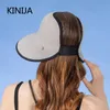 Femmes Roll Up Sun Visor Wide Brim Plaw Hat Summer Hollow Out Dreatable UV Protection Cap pour la plage Bonnet Wholesale240409