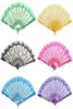 Lace Folding Fan Spanish Fabric Silk Folding Hand Held Dance Fans Rose Silk Party Wedding Prom Dancing Summer Fan Wedding Party Gi9342155