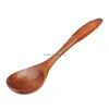 Spoons 18Cm Wooden Long Handle Rice Soup Cooking Spoon Large Ladder Kitchen Accessories Pot Tableware Drop Delivery Dh2Ti
