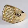 Punkboy -Herren Goldfarbe Ring für Party Full Bling Iced Out Cubic Micro a gepflastertes CZ Kristall Luxus Hip Hop Rings Schmuck 240409