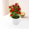 Decorative Flowers Simulated Strawberry Faux Branches Desktop Adornment Fake Fruit Decor Artificial Potted Plant Simulation Bonsai Realistic