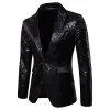 Erkek Sequins Blazer Tasarımları Plus Boyut 2xl Velvet Gold Sizli Suit Ceket DJ Club Stage Party Düğün Giysileri