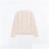 Damen Strick -T -Shirt Cashmere Mischung Pullover Strickwege Top Pailla Hohlloch -Langhülle 2023 Frühherbst -Strick -Strickjacke oder Plover für Lad Dhvwo