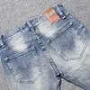 Jeans masculin style italien mode jeans jeans rétro bleu clair élastique slim slim jeans jeans bouillons hommes pantalon pantalon de créateur vintage pantalon t240409