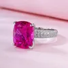 Cluster Rings Classic Ruby Diamond Ring Real 925 Серебряное обручальное кольцо для женщин для женщин