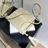 Tas zomer rietje geweven messenger handgemaakte crossbody portemonnee casual mode eenvoudige klep pocket hollow-out voor kustvakantie