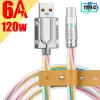 USB C Typ C -kabel 120W 6A Snabbladdning av transparent silikondatadråd Aluminiumlegering Metallplugg för Samsung Xiaomi Huawei