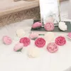 Fleurs décoratives 5 pièces de la soie artificielle Peony Flower Head Bride Bouquet pour vase Home Room Wdding Party Cake Scrapbook Fake Floral Wreat