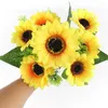 Fleurs décoratives beaux bouquet de tournesol bouquet de soie de soleil fleur artificielle tête pour la maison jardin de jardin mariage décoration de bricolage m20