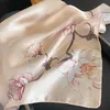 Scarves Flower % Real Silk Scarf Women Small Luxury Brand Handkerchiefs Hair Ribbon Headband Design Square Neckerchief Female Bandana240409