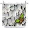Shower Curtains Stones And Butterfly Art Curtain Zen SPA White Waterproof Bathroom Extra Long Polyester Fabric For Bathtub Decor
