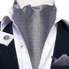 Design män ascot slips med ring silver check bröllop formell cravat silk själv brittisk stil nacke handduk set dibangu240409