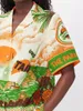 Élégant dame en coton en lin imprimé 2 pièces Femmes Femmes à manches courtes Shirt and Short Costumes 2024 Coumoirs de contraste d'été tenues