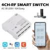 4Ch WiFi Smart Home Motor Controller Micro USB5V/AC85V-250V RF433 Fernbedienungsrelaisschaltermodul